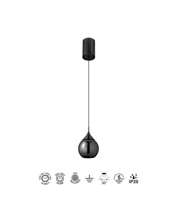 DROP * COLGANTE LED 7W 3000K 36° NEGRO PERLA